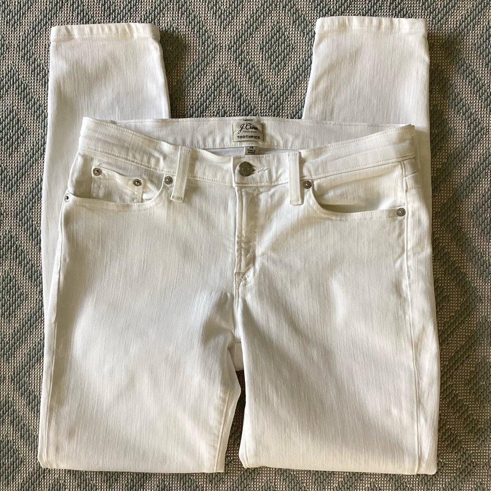 J. Crew Trademark Toothpick Skinny White Jeans Size 28